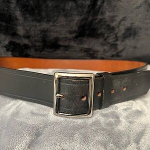 Jay Pee Belt Mens 44 Black Genuine Leather Brass Buckle Workwear